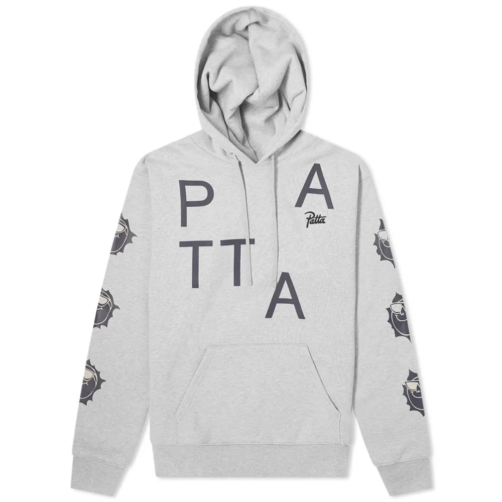 Patta hoodied sweatshirt melange grey with imprint